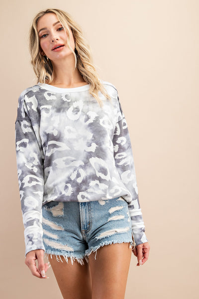 Snow Leopard and Stripes Pullover - Anything Mama Co.