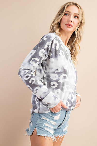 Snow Leopard and Stripes Pullover - Anything Mama Co.