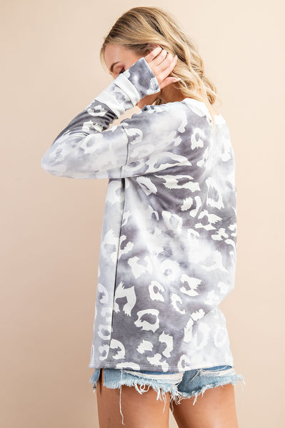Snow Leopard and Stripes Pullover - Anything Mama Co.
