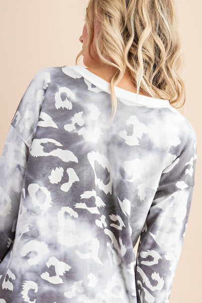 Snow Leopard and Stripes Pullover - Anything Mama Co.