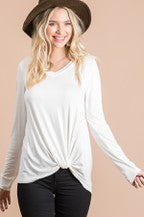 Norah Knotted V-neck Ivory - Anything Mama Co.