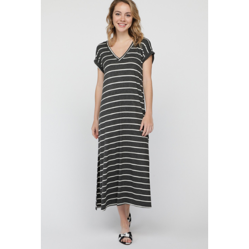Charcoal Stripe Knit Dress - Anything Mama Co.