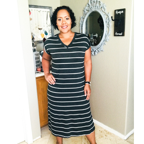 Charcoal Stripe Knit Dress - Anything Mama Co.