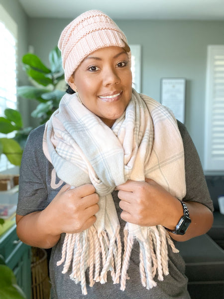 Blushing Pink Beanie and Scarf Set - Anything Mama Co.