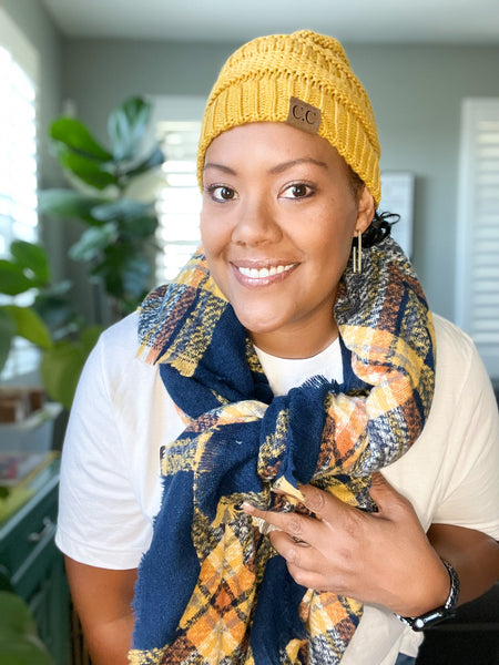 Varsity Blues Beanie and Scarf Set - Anything Mama Co.