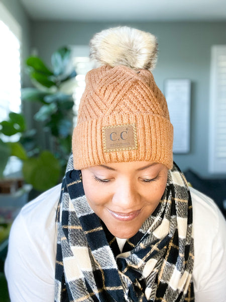 Carmel Macchiato Beanie and Scarf Set - Anything Mama Co.