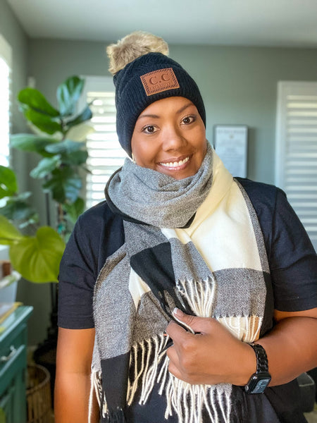 Meredith Black Check Scarf Set - Anything Mama Co.