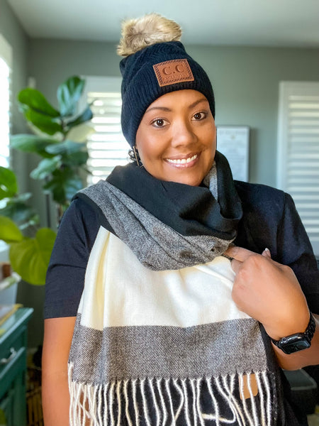Meredith Black Check Scarf Set - Anything Mama Co.