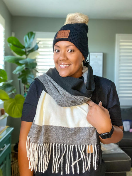 Meredith Black Check Scarf Set - Anything Mama Co.