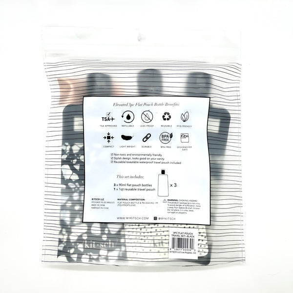 Refillable Travel Pouches 3pc Set - Black & Ivory - Anything Mama Co.