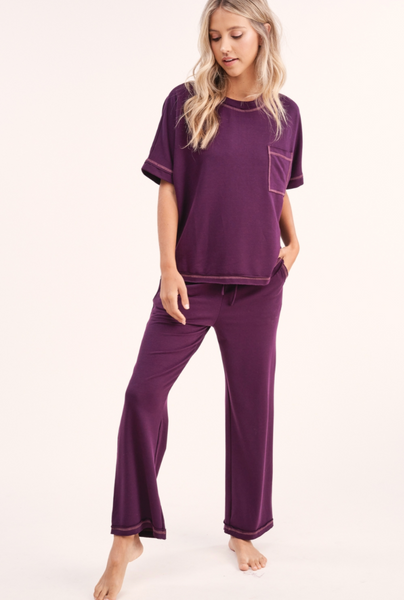 Jalen Cozy Lounge Set Eggplant - Anything Mama Co.
