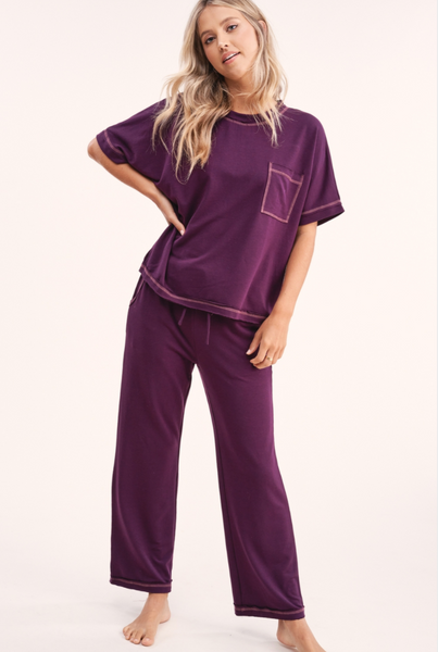 Jalen Cozy Lounge Set Eggplant - Anything Mama Co.