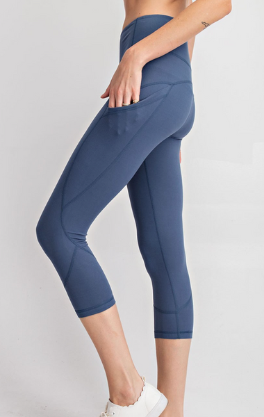 Super Soft 3/4 Leggings Soft Blue - Anything Mama Co.