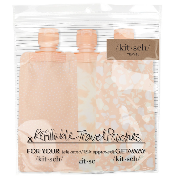 Refillable Travel Pouches 3pc Set - Blush - Anything Mama Co.