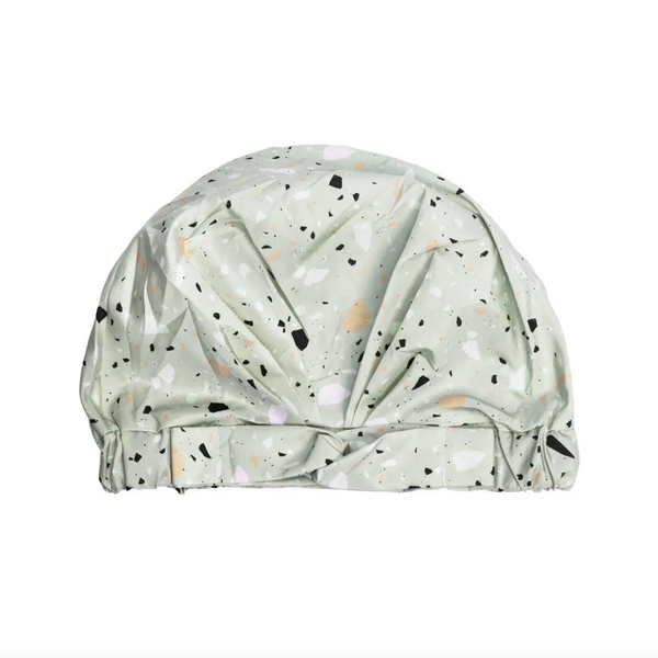 Luxe Shower Cap - Sage Terrazzo